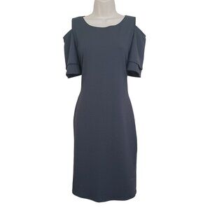 April Women's Cold Shoulder Dress Black Color Size L Crew Neck Ruffled Sleeve